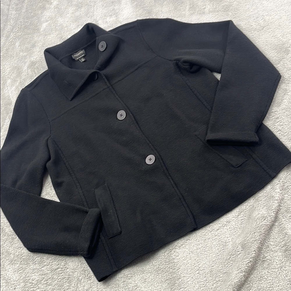 Talbots M 100% Pure Italian Merino Wool Women's Black Jacket Sweater Shacket